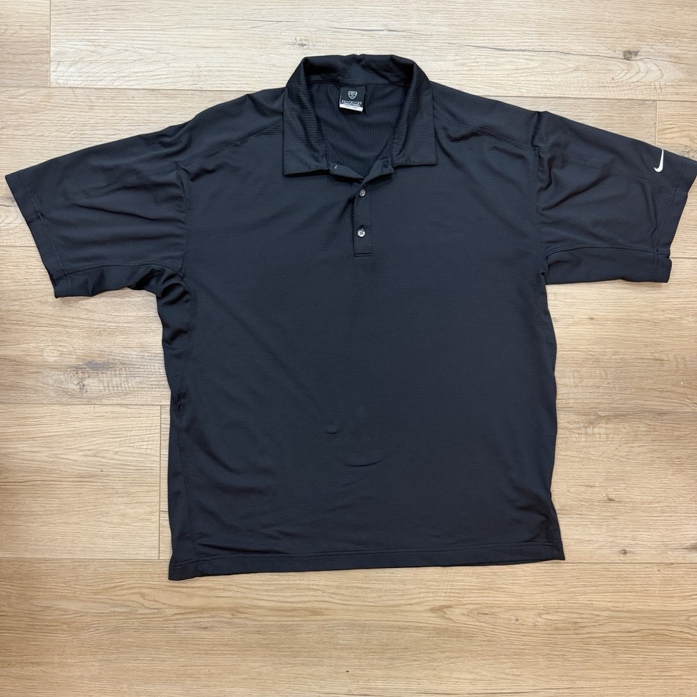 Vintage Y2K Nike FIT DRY Golf Polo Shirt Mens L Textured Striped Swoosh dry-fit
